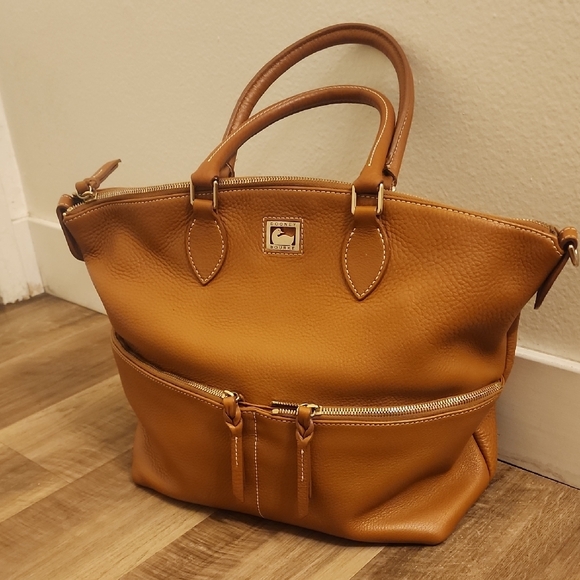 Dooney & Bourke Dillen Double Pocket Rich Brown Leather Satchel - Picture 1 of 10